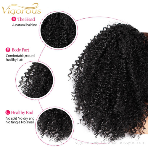Vigorous Cheap Puff Afro Kinky Curly Pony Tail African American Short Wrap Around Synthetic Clip In On Ponytail Hair Extensions